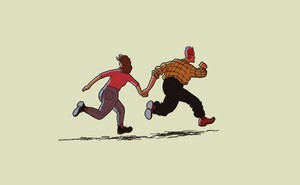 illustration of two people running