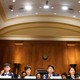 The Hong Kong pro-democracy campaigners Joshua Wong (far left) and Denise Ho (left) testify in Congress.