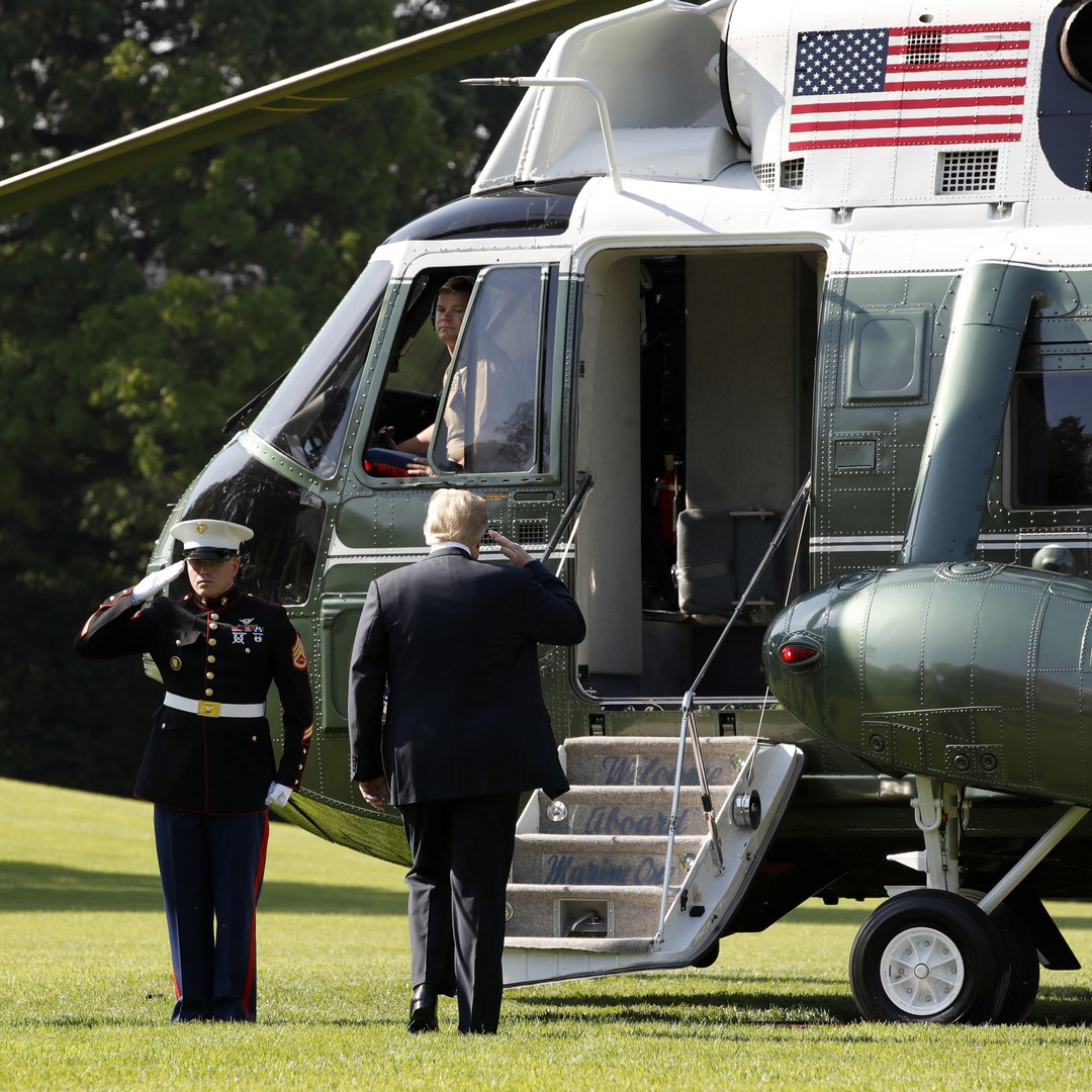 Air Force One and a Marine One Helicopter