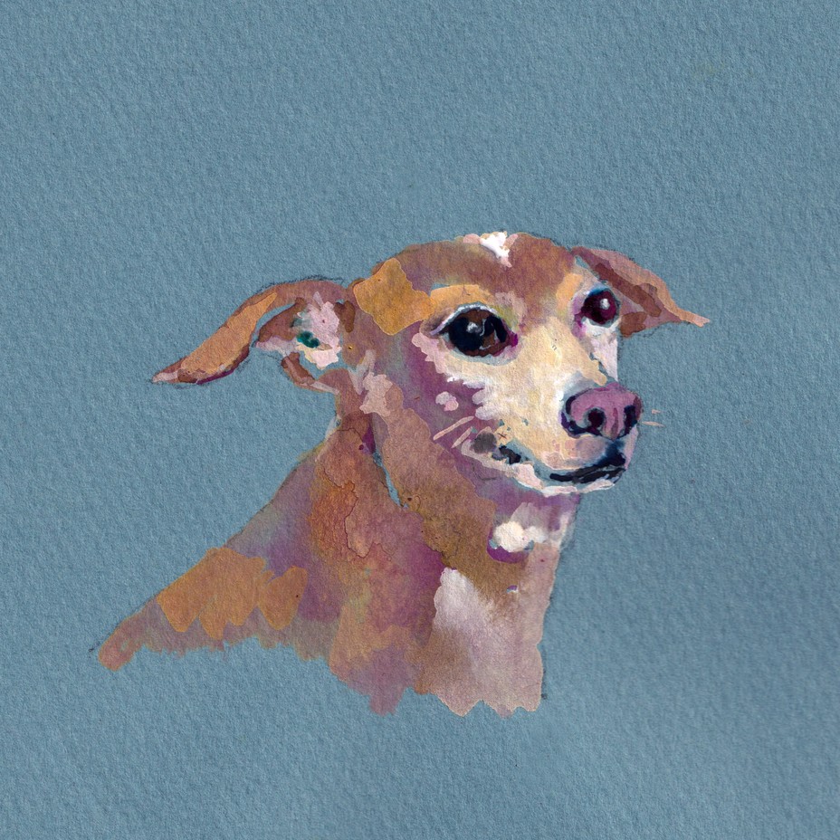 painting of a dog on blue