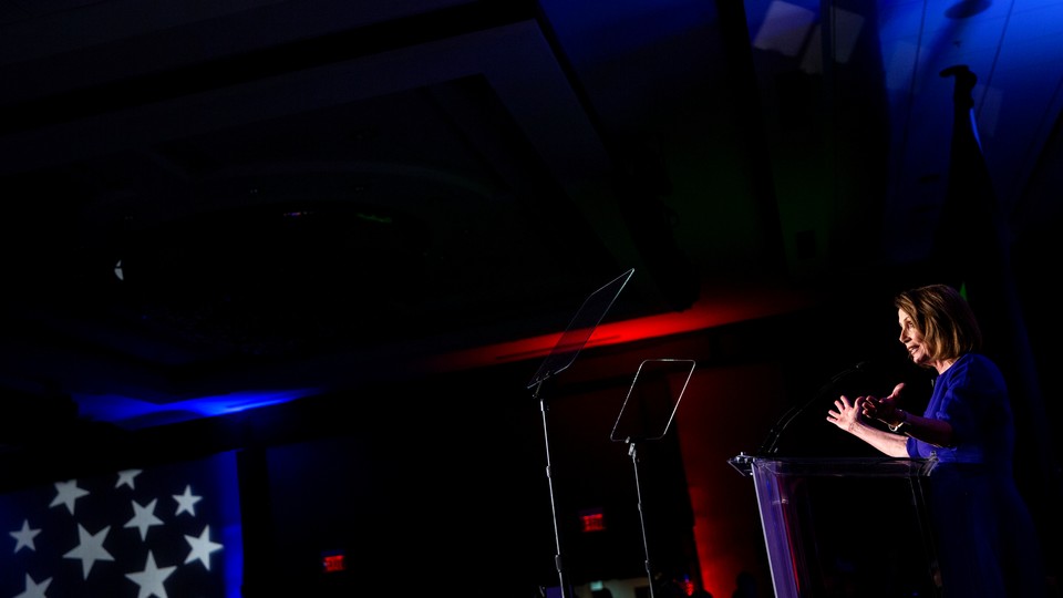 Nancy Pelosi speaks at the House Democratic Watch Party on Tuesday