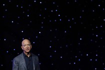 Jeff Bezos onstage at Blue Origin's event