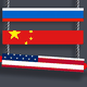 A ladder featuring Russian, Chinese, and American rungs. The American rung is shaped like a syringe.