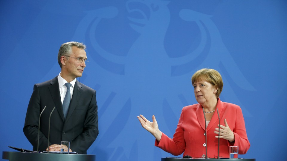 German Chancellor Angela Merkel and NATO Secretary-General Jens Stoltenberg