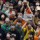 Protestors wearing masks at a rally for digital privacy in Berlin