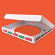 An illustration of a pizza box with a pizza-size circle cut out of the bottom