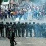 Demonstrators clash with members of Venezuelan National Guard