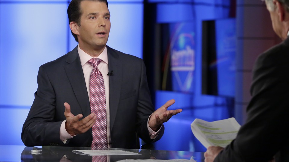 Donald Trump Jr. is interviewed by host Sean Hannity on his Fox News Channel television program on July 11, 2017.