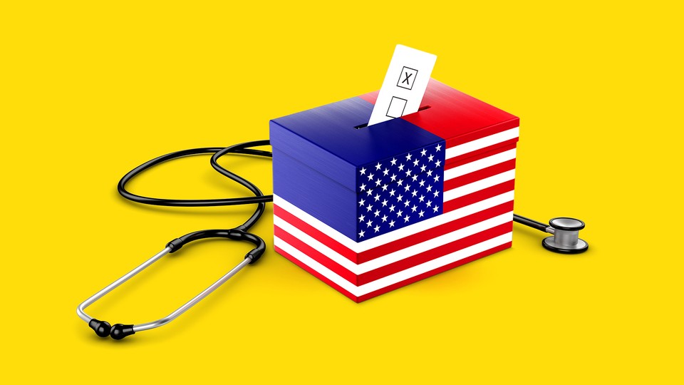 A ballot box and stethoscope