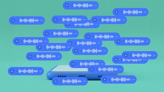 A bunch of voice note bubbles pop up on a screen