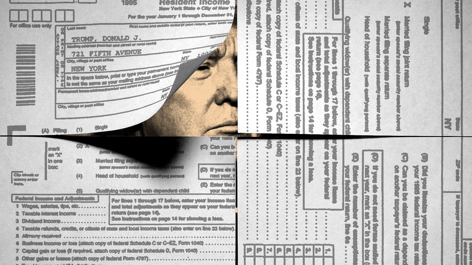 Donald Trump peeking through disclosure documents