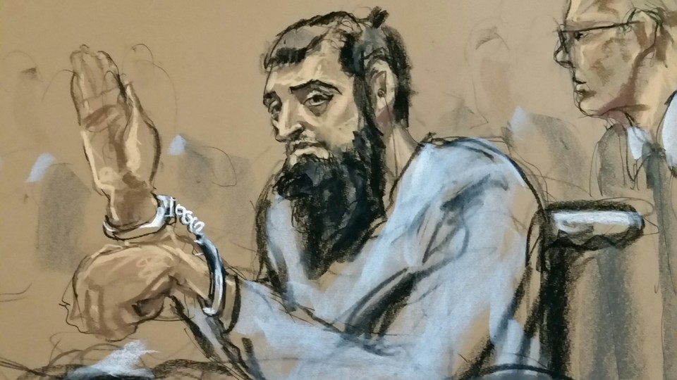A courtroom sketch depicts Sayfullo Saipov, the suspect in the New York City truck attack