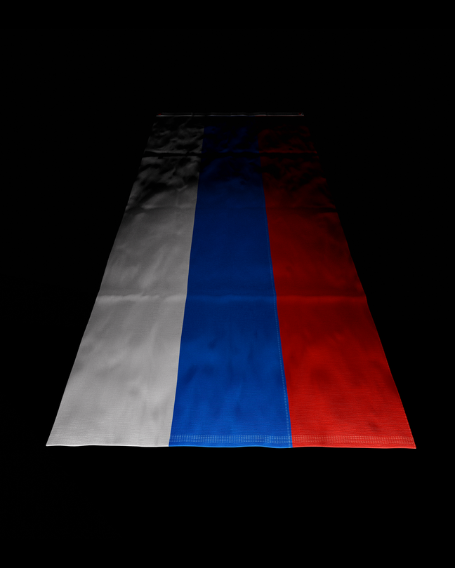 Illustration of Russian flag fading into black