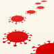 A bloody path of coronavirus splats