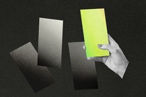 A graphic illustration of a hand holding a green rectangle as it would a cellphone.