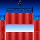 Illustration of a crane building a wall of shipping containers and barbed wire