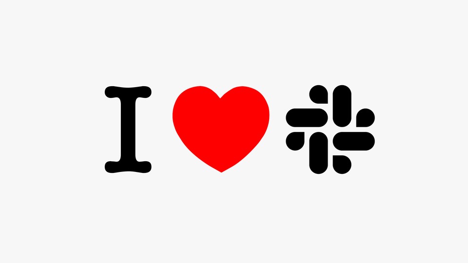 A pictogram saying "I love slack"