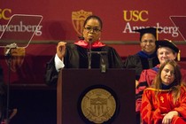 Oprah Winfrey delivers a commencement address 