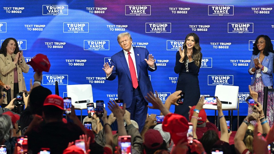 Donald Trump swaying onstage at a campaign event