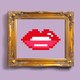 A portrait frame around red pixellated lips