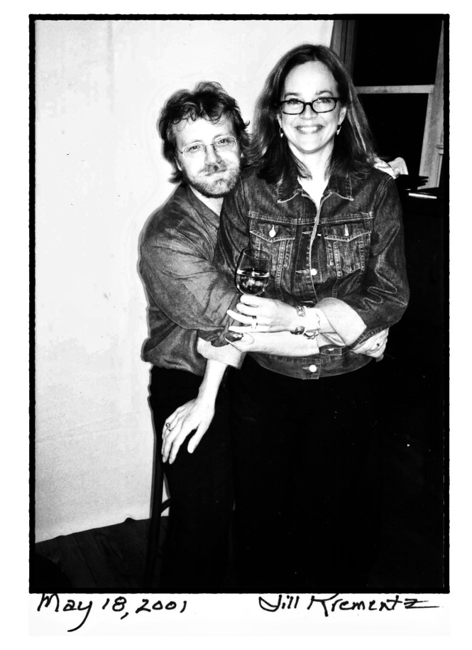 Black and white photo of George Saunders and his wife