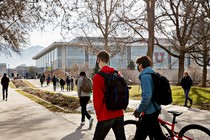 Students walking on campus at the University of Utah