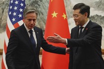 American Secretary of State Antony Blinken speaking to top Chinese diplomat Wang Yi