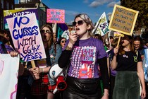 Abortion-rights activists march in Dublin.