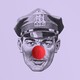 An illustration of a law-enforcement officer with a red clown nose