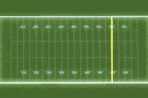 A moving, gleaming yellow first-down marker