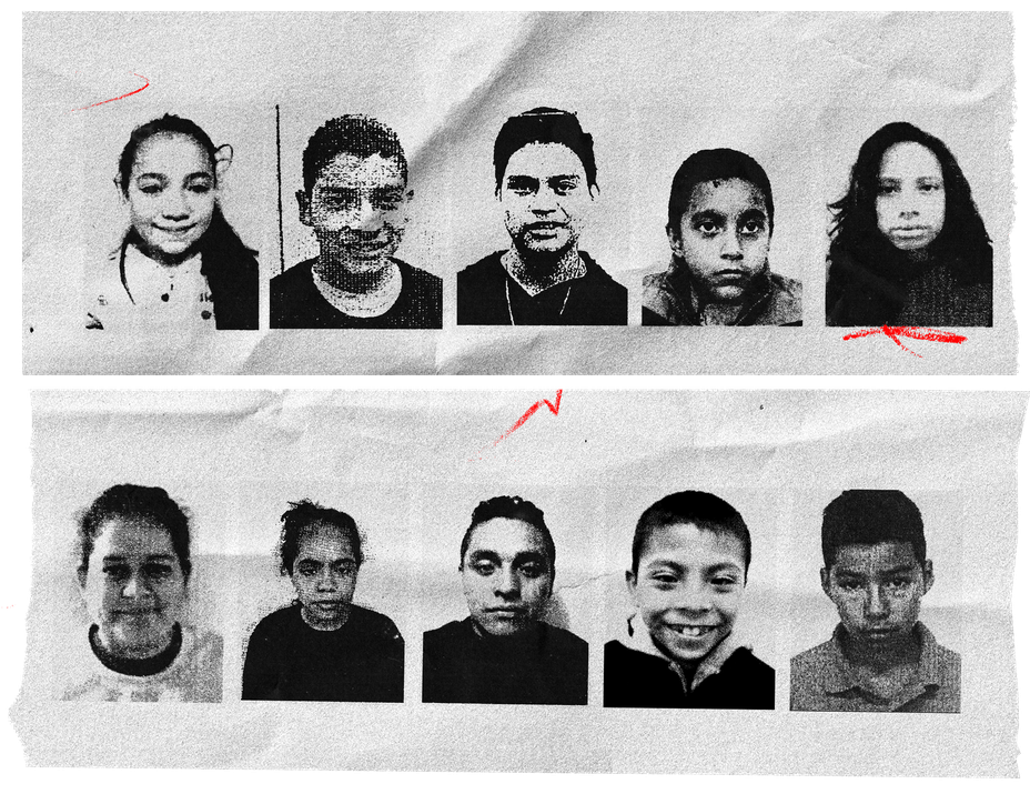 10 black and white mug shots of separated children taken by the U.S. government.