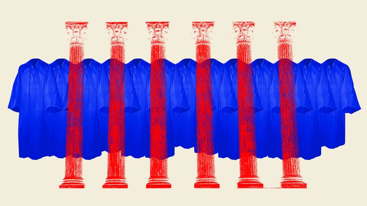 An illustration of judicial robes and columns.
