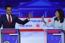 GOP candidates Nikki Haley and Vivek Ramaswamy pointing fingers