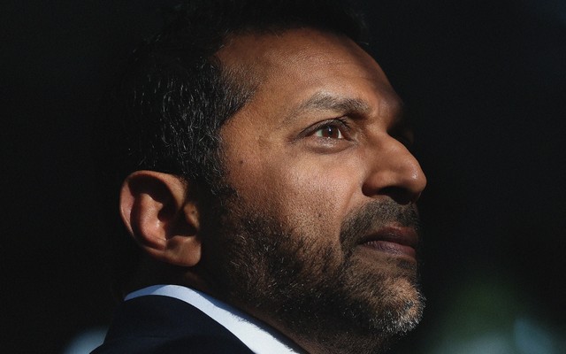 A portrait of Kash Patel, in profile