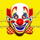 An image of a clown with the Bitcoin logo in its eyes