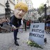Protester in Boris Johnson mask