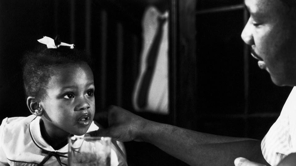 photo of Bernice A. King as a young child with her father