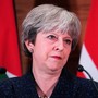 U.K. Prime Minister Theresa May attends a press conference in Amman, Jordan on November 30, 2017. 