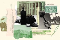 Collage showing Supreme Court imagery and Horowitz memo