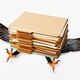 An illustration of a stack of paper files crushing an eagle.