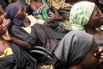 "Chibok girls" visiting the Nigerian vice president's office in Abuja in 2016, after being freed from Boko Haram.