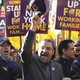 A demonstration held by members of the Service Employees International Union