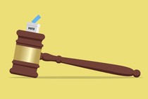 Illustration of a gavel with a voting box on top