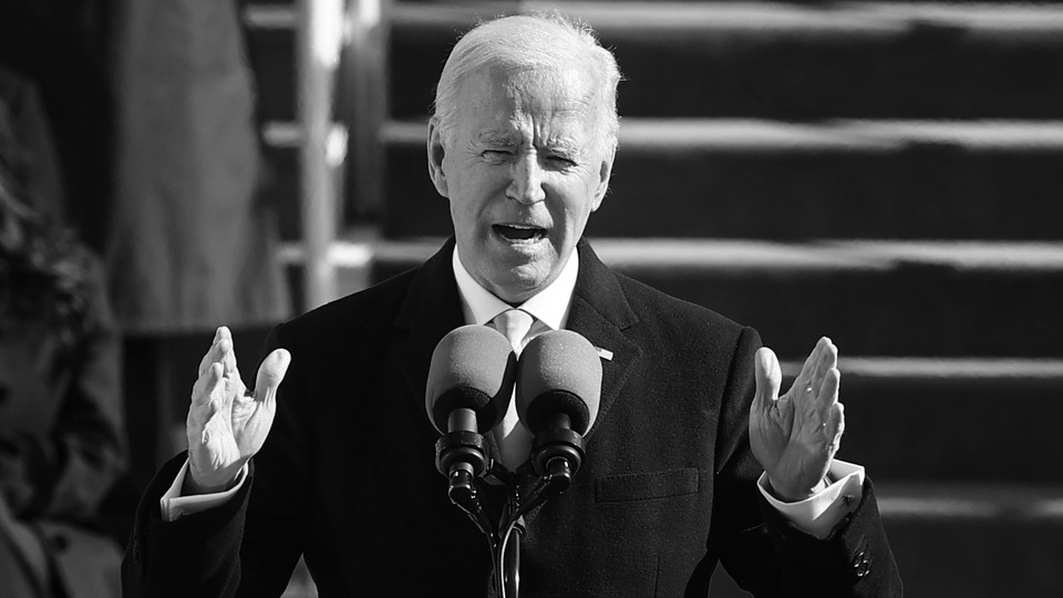Joe Biden delivering his inaugural address