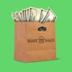 An illustration of a Shake Shack bag with money.