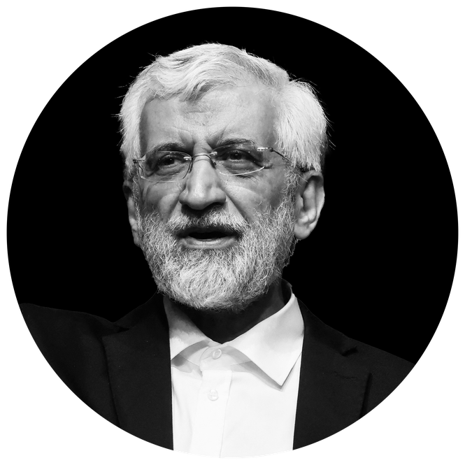 black and white portrait of Saeed Jalili