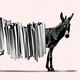 An illustration of a donkey with large stack of papers stretching over the the body
