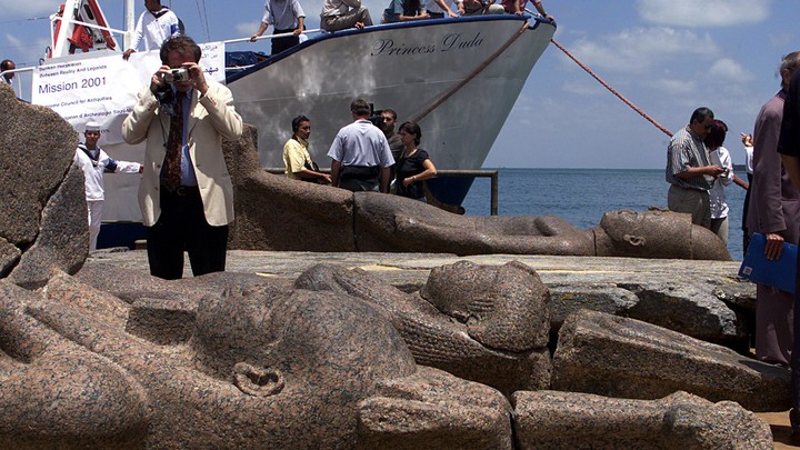 Statues recovered in Aboukir Bay on Egypt's northern coast