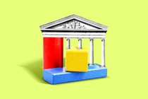 A government building resting on children's building blocks
