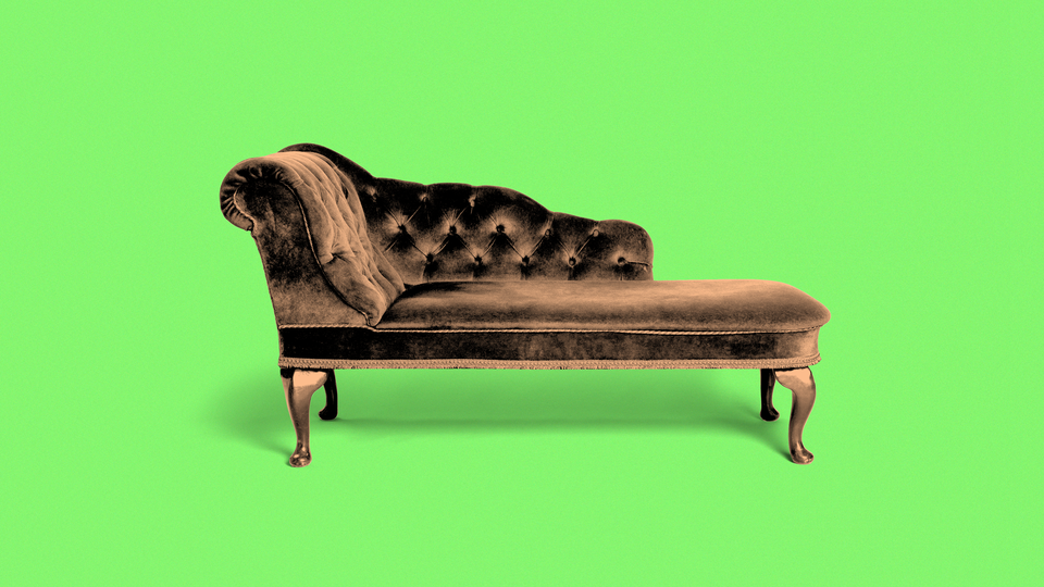 A photo illustration of a therapist's couch